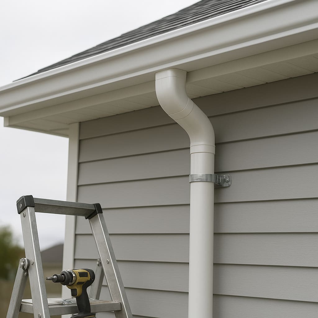 Montage von Dachrinne und Fallrohr